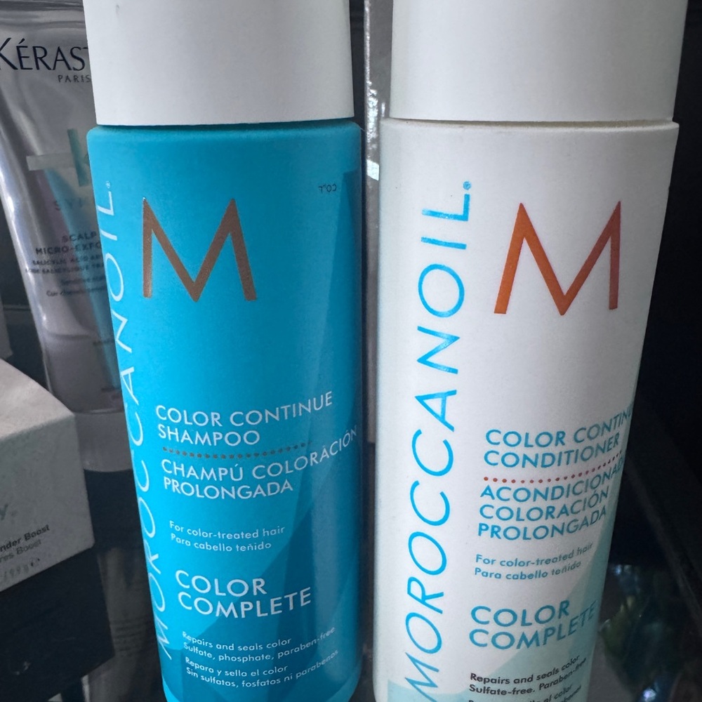 Moroccanoil Blue and White Hair Care Essentials for Color-Treated Hair
